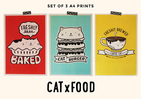 Cat x Food Sets of Print by Wita Puspita